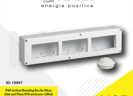 Vimar IP40 Surface Mounting Box for Eikon, Arke and Plana IP40 enclosure 12module 4x3 horizontal | 14838 | بوات ظاهر افقي