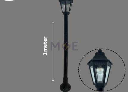 Cuperlight Outdoor Decorative Bollard / Post Hexagonal Lantern Black E27 1mt | M115GS7 BK | فانوس عامود اسود
