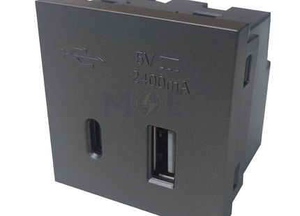 Orva USB Type A & C Power Supply Unit Charge Magnesium 5V 2400mA 2module | MS30221-270 | بريز تشريج مغنيسيوم