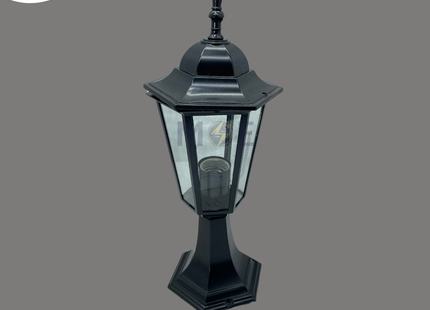 Outdoor Hexognal Lantern Pedestal Light Black E27 40cm | FL-5009-H | فانوس تصوينة مسدس اسود