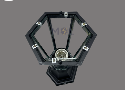 Outdoor Hexognal Lantern Pedestal Light Black E27 40cm | FL-5009-H | فانوس تصوينة مسدس اسود