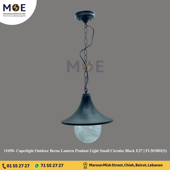 Cuperlight Outdoor Berna Lantern Pendant Light Small Circular Black E27 | FL5038H(S)