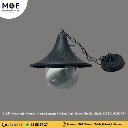 Cuperlight Outdoor Berna Lantern Pendant Light Small Circular Black E27 | FL5038H(S) | فانوس تنزيلة صغير اسود