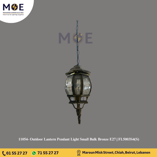 Outdoor Lantern Pendant Light Small Bulk Bronze E27 | FL5003S4(S)