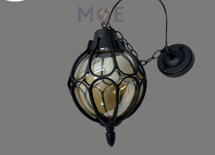 Outdoor Lantern Pendant Light Medium Sphere Black E27 | (2052)M.H (BK) | فانوس تنزيلة طابة اسود