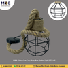Vintage Iron Cage Hemp Rope Pendant Light E27 | A32 | تنزيلة شبك حبلة اسود
