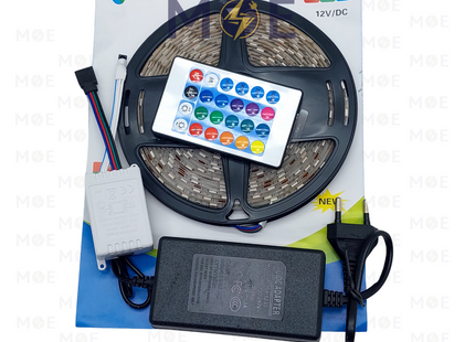 OB IP65 LED Strip Light Single RGB 12V 5050 54Led with Remote Controll R5mt | بكرة ستريب ليد ملون مع ريموت كونترول