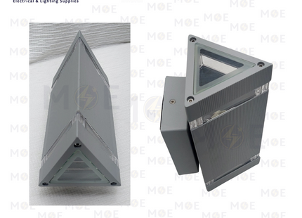 Outdoor UP & Down Wall Light Triangular Gray 2xGu10 23cm | AK814 | ابليك حائط فارغ طلوع نزول رمادي