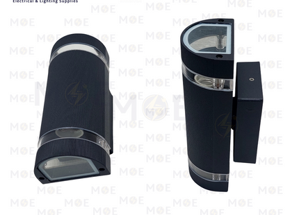 Modern Outdoor UP & Down Wall Light Semi Cylinder Black 2xE27 23cm | ابليك حائط فارغ طلوع نزول اسود