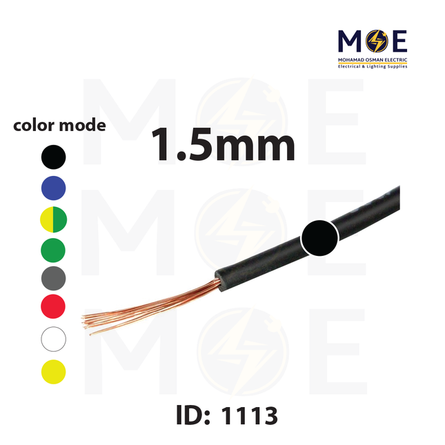 Liban Cables Single Core Flexible 1.5mm Black | NYAF | شريط مفرد شعري اسود