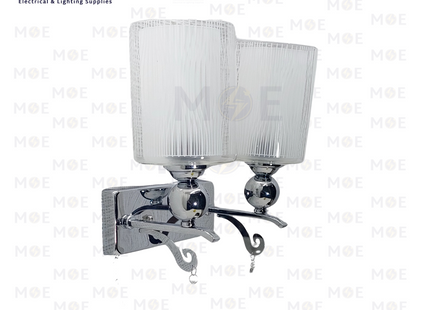 Hadco Tec Double Arm Wall Light Chrome 2xE27 | 5233-2 SN | ابليك حائط زجاج مجوز كروم