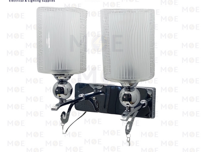Hadco Tec Double Arm Wall Light Chrome 2xE27 | 5233-2 SN | ابليك حائط زجاج مجوز كروم