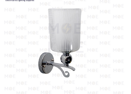 Hadco Tec Single Arm Wall Light Chrome E27 | 5233-1 SN | ابليك حائط زجاج مفرد كروم