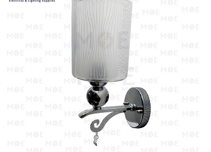 Hadco Tec Single Arm Wall Light Chrome E27 | 5233-1 SN | ابليك حائط زجاج مفرد كروم