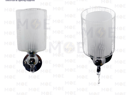 Hadco Tec Single Arm Wall Light Chrome E27 | 5233-1 SN | ابليك حائط زجاج مفرد كروم