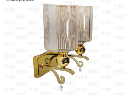 Hadco Tec Double Arm Wall Light Gold 2xE27 | 5233-2 GD | ابليك حائط زجاج مجوز ذهبي