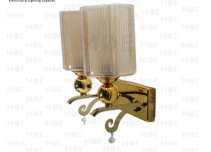 Hadco Tec Double Arm Wall Light Gold 2xE27 | 5233-2 GD | ابليك حائط زجاج مجوز ذهبي