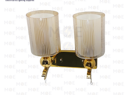 Hadco Tec Double Arm Wall Light Gold 2xE27 | 5233-2 GD | ابليك حائط زجاج مجوز ذهبي
