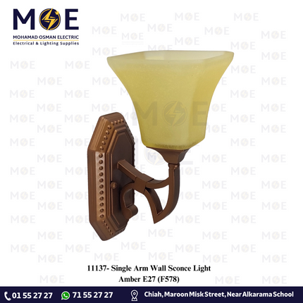 Single Arm Wall Sconce Light Amber E27 | F578