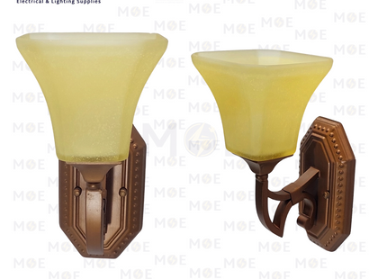 Single Arm Wall Sconce Light Amber E27 | F578 | ابليك حائط فارغ مفرد برونز زجاج عسلي