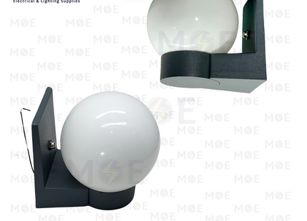 Orient Outdoor Round Globe Wall Light Gray E27 | YW-0126 | ابليك حائط بول رمادي