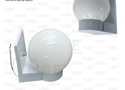 Orient Outdoor Round Globe Wall Light White E27 | YW-0123 | ابليك حائط بول ابيض