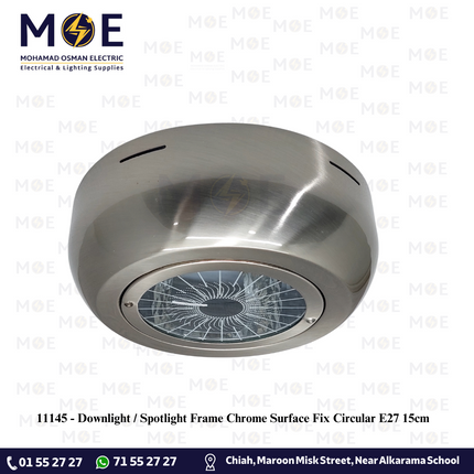 Ceiling Light / Downlight without lamp Chrome Surface Fix Circular E27 15cm