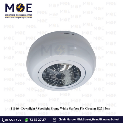 Ceiling Light / Downlight without lamp White Surface Fix Circular E27 15cm