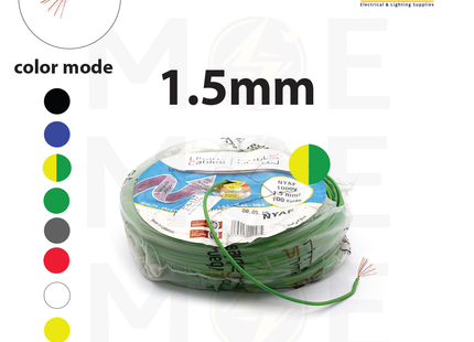 Liban Cables Single Core Flexible 1.5mm Green/Yellow | NYAF | شريط مفرد شعري اخضر/ اصفر