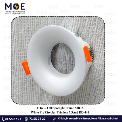 OB downlight / Spotlight Frame MR16 White Recessed Fix Circular Trimless 7.5cm