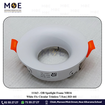 OB downlight / Spotlight Frame MR16 White Recessed Fix Circular Trimless 7.5cm