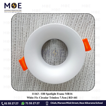 OB downlight / Spotlight Frame MR16 White Recessed Fix Circular Trimless 7.5cm