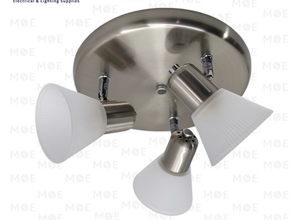RB Ceiling Triple Spotlight Plate Chrome Milky Glass 3xE14 24cm | Model: 8689-3 | صينية كروم زجاج حليبي
