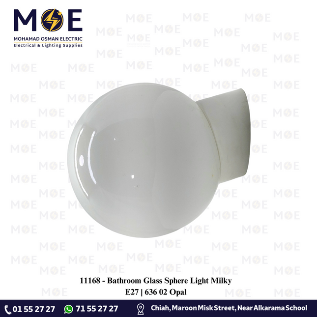 Bathroom Glass Sphere Light Milky E27 | 636 02 Opal