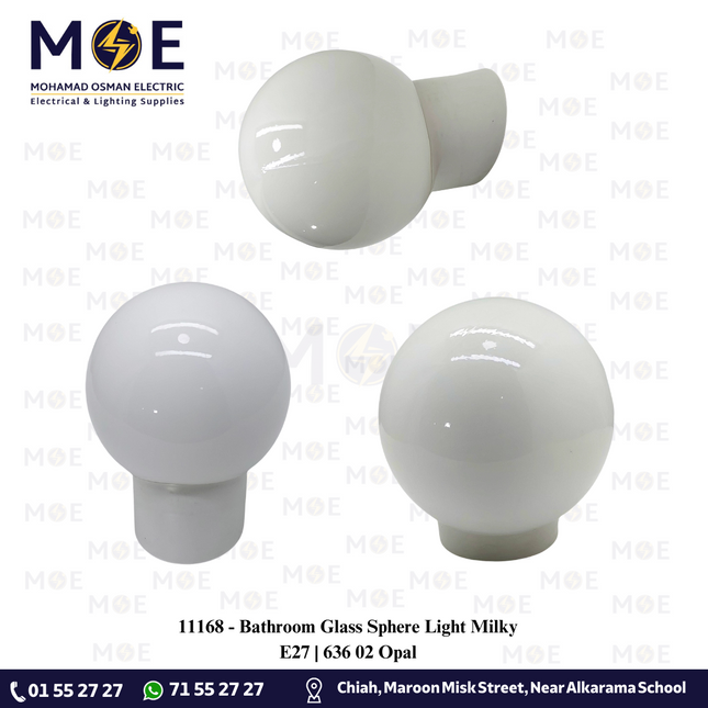 Bathroom Glass Sphere Light Milky E27 | 636 02 Opal