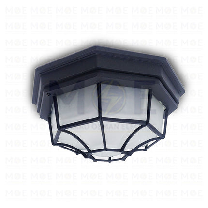 Waterproof Ceiling Light Fixture Surface Circular Black Large E27  8014(L) - غلوب سقف بلافونيه مطري مدور ظاهر شبك اسود كبير (2)