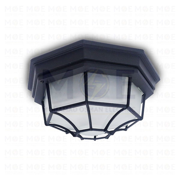 Waterproof Ceiling Light Fixture Surface Circular Black Large E27  8014(L) - غلوب سقف بلافونيه مطري مدور ظاهر شبك اسود كبير (2)