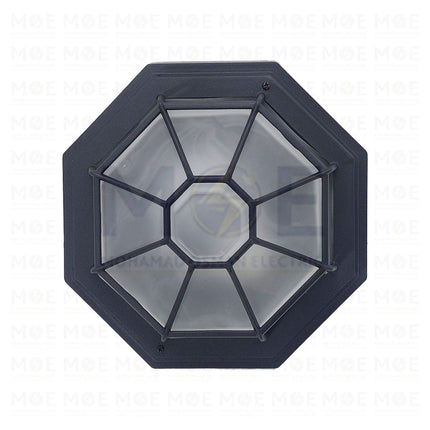 Waterproof Ceiling Light Fixture Surface Circular Black Large E27  8014(L) - غلوب سقف بلافونيه مطري مدور ظاهر شبك اسود كبير (2)