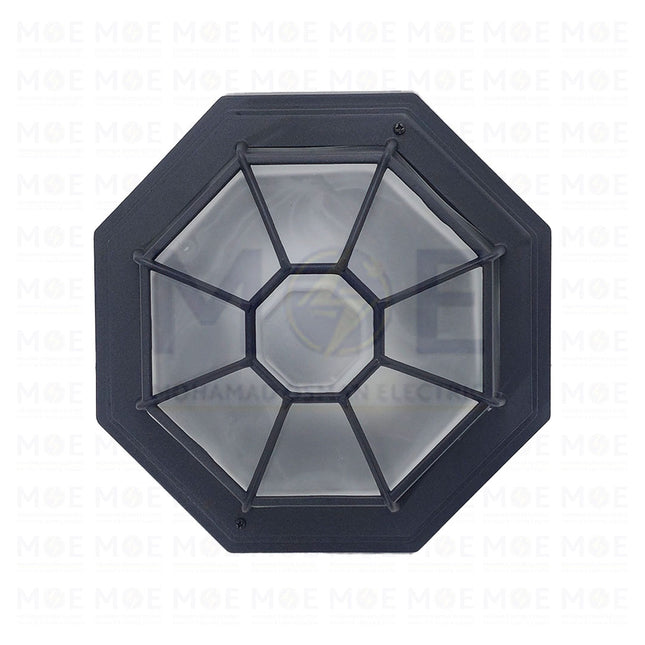 Waterproof Ceiling Light Fixture Surface Circular Black Large E27  8014(L) - غلوب سقف بلافونيه مطري مدور ظاهر شبك اسود كبير (2)