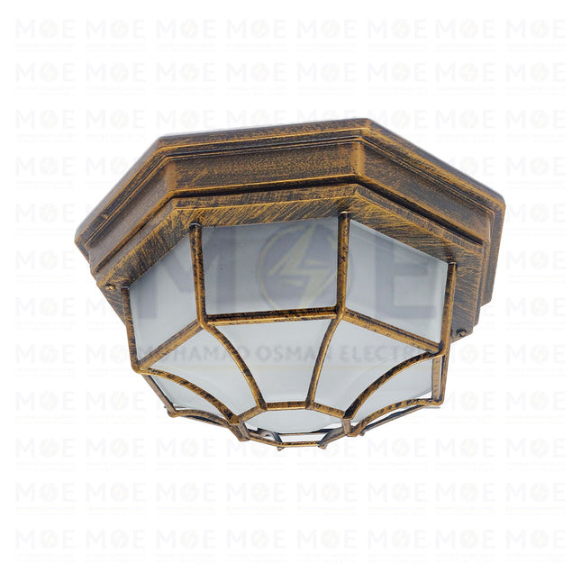 Waterproof Ceiling Light Fixture Surface Circular Bronze Large E27  8014(L) - غلوب سقف بلافونيه مطري مدور ظاهر شبك برونز كبير (1)