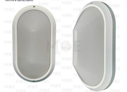 Orient Oval Bulkhead Lamp Outdoor Wall Surface Light White E27 27cm | ST002 | هيبلو حائط مطري ابيض