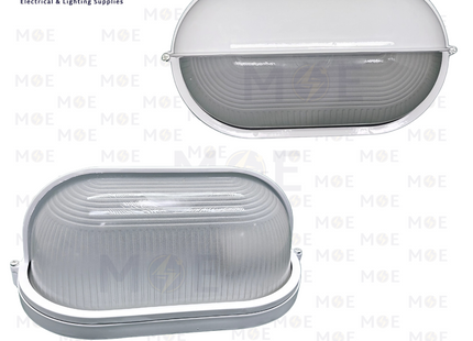 Waterproof Oval Bulkhead Lamp Wall Surface Light With Eyelid Large Size White E27 | هيبلو حائط فارغ مطري بيضاوي نصفي ابيض حجم كبير