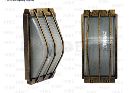 Waterproof Bulkhead Lamp Wall Surface Light With Grid Bronze E27 | 8024 | هيبلو حائط فارغ مطري مع شبك برونز