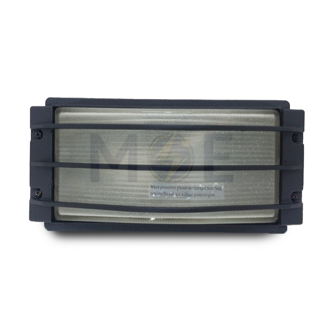 Waterproof Bulkhead Lamp Wall Surface Light With Grid Black E27 | 8024
