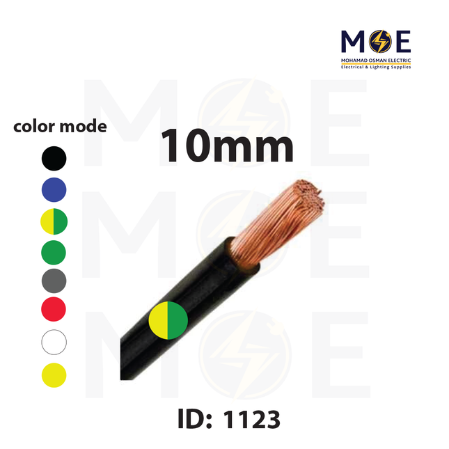 Liban Cables Single Core Flexible 10mm Green/Yellow | NYAF | شريط مفرد شعري اخضر/ اصفر