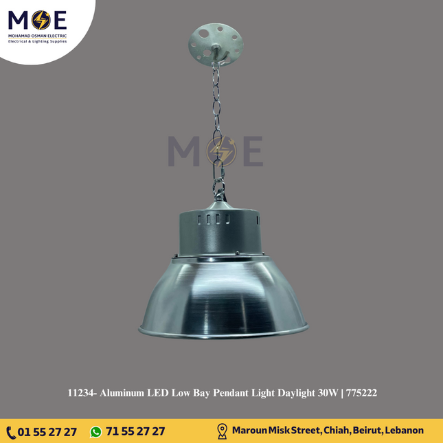 Aluminum LED Low Bay Pendant Light Daylight 30W | 775222 | تنزيلة ليد هاي باي المنيوم دايلايت