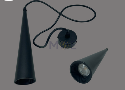 Goldenlight LED Long Tube Cone Pendant Lamp Black Warmwhite 7W | GL-1033 | تنزيلة ليد مفردة اسود شكل قمع ورم وايت
