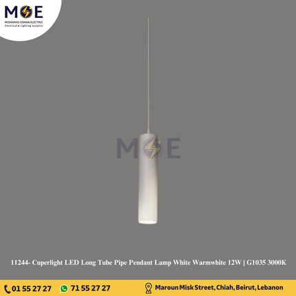 Cuperlight LED Long Tube Pipe Pendant Lamp White Warmwhite 12W | G1035 3000K