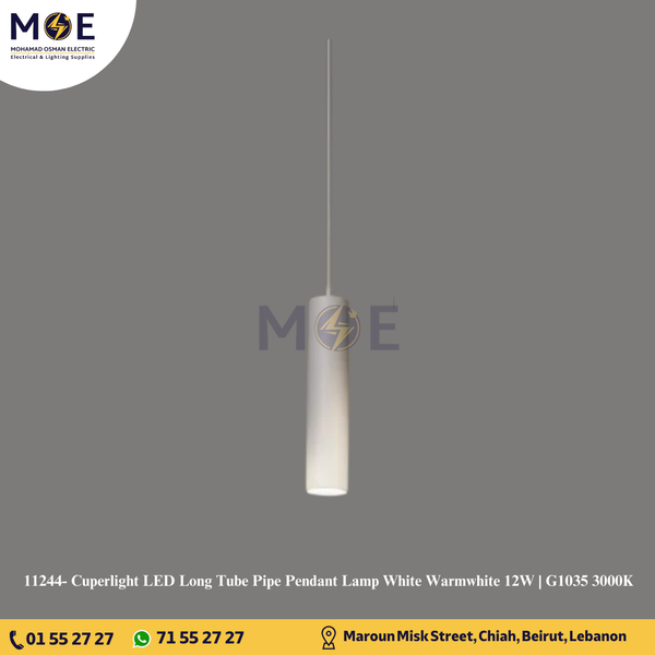 Cuperlight LED Long Tube Pipe Pendant Lamp White Warmwhite 12W | G1035 3000K