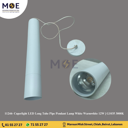 Cuperlight LED Long Tube Pipe Pendant Lamp White Warmwhite 12W | G1035 3000K